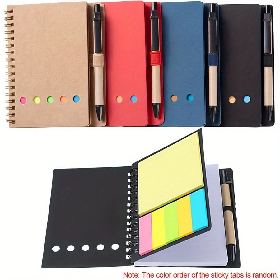 4-Pack Small Spiral Notebooks with Pen Holder