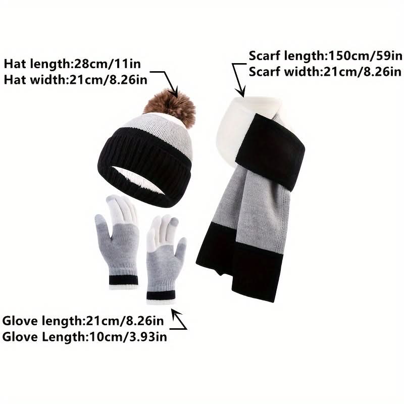 3-Piece Knitted Winter Accessory Set