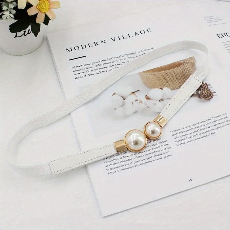 Adjustable Faux Pearl Elastic Waist Belt