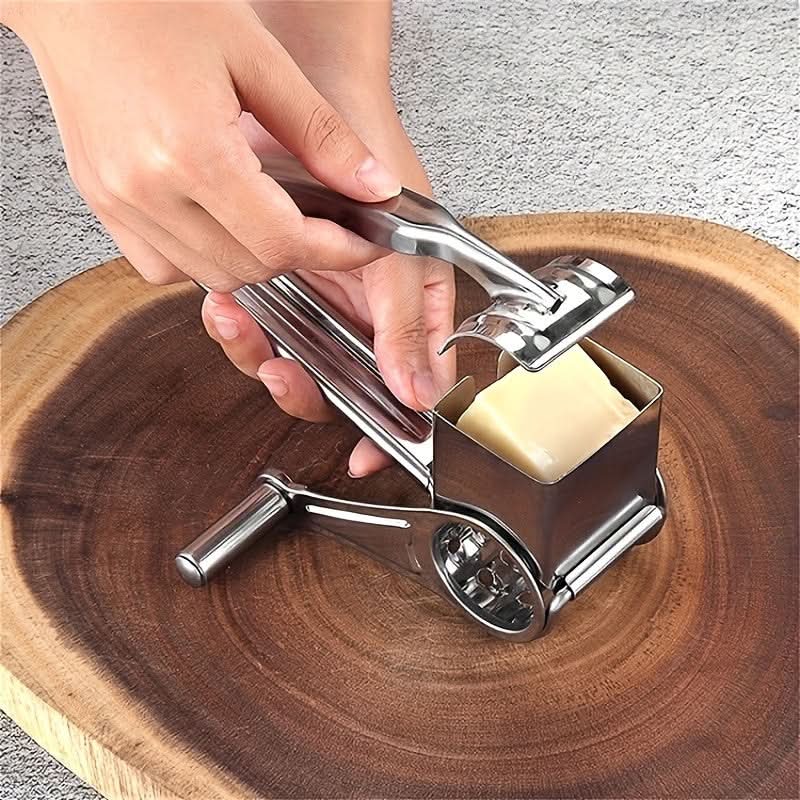 Stainless Steel Rotary Cheese Grater – Manual Parmesan Shredder for Mozzarella