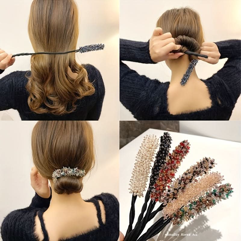 Stylish Crystal Rhinestone Donut Bun Maker - Elegant Hair Accessory