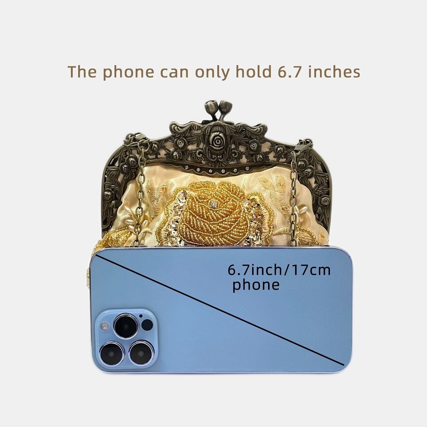 Vintage Floral Embossed Kiss-Lock Clutch