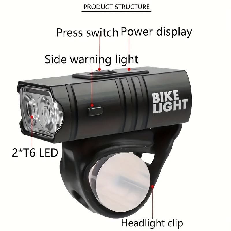 USB Rechargeable LED Bike Headlight – 6 Modes