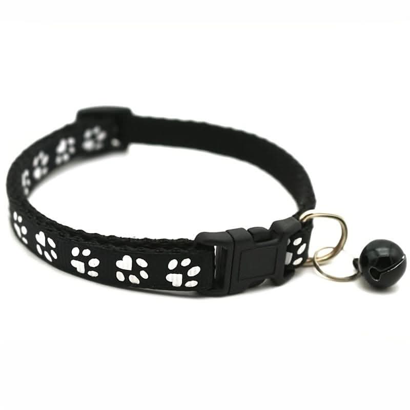 Adjustable Bell Collar with Paw Print Design