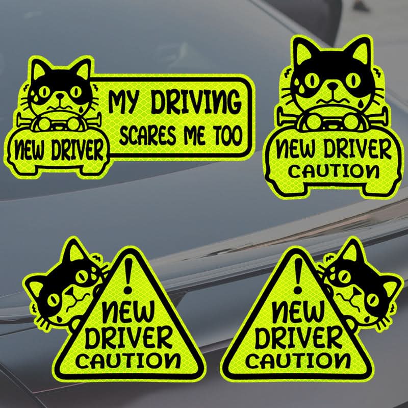 Reflective ‘Novice Driver’ Magnetic Car Stickers – Waterproof & UV-Resistant