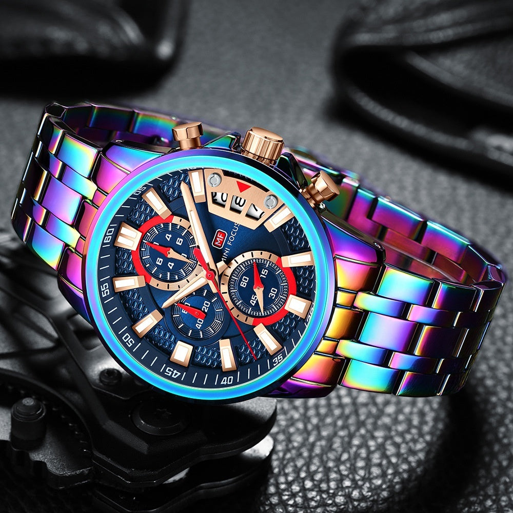 Mini Focus MF0352G Quartz Watch Magic Color Ring Multifunctional quartz watch for Men