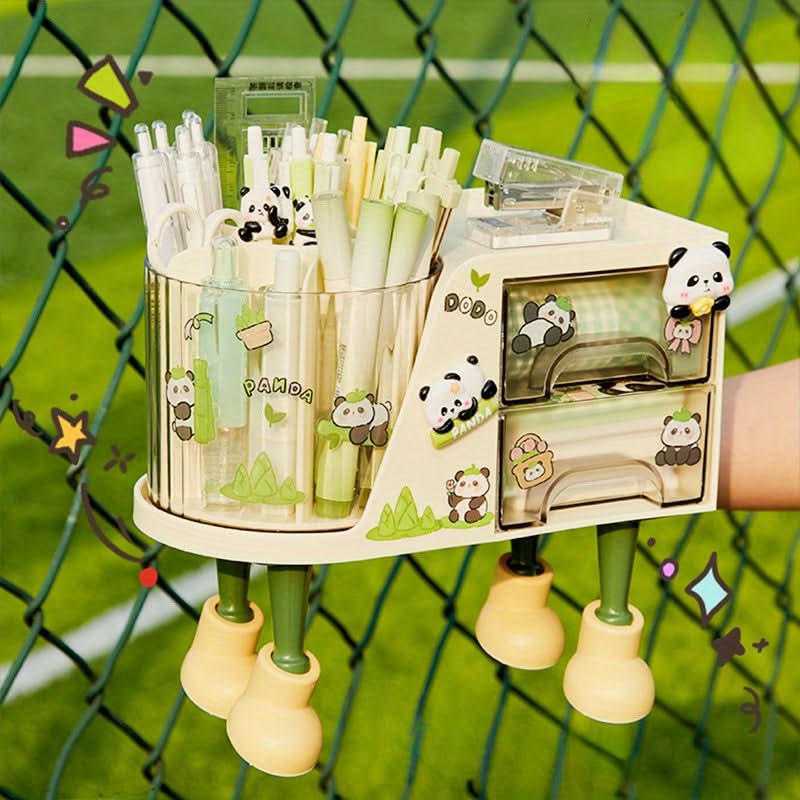 Rotating Desk Organizer with Drawer, Multifunctional Pen Holder