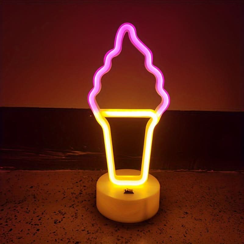 Neon Ice Cream Sign Table Lamp, USB/Battery Powered