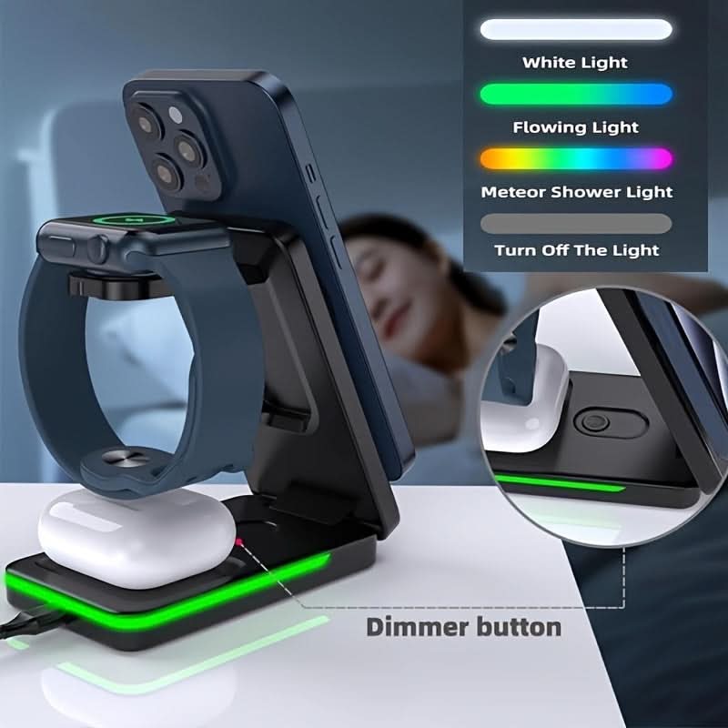 3-in-1 Foldable MagSafe Wireless Charging Station for Apple