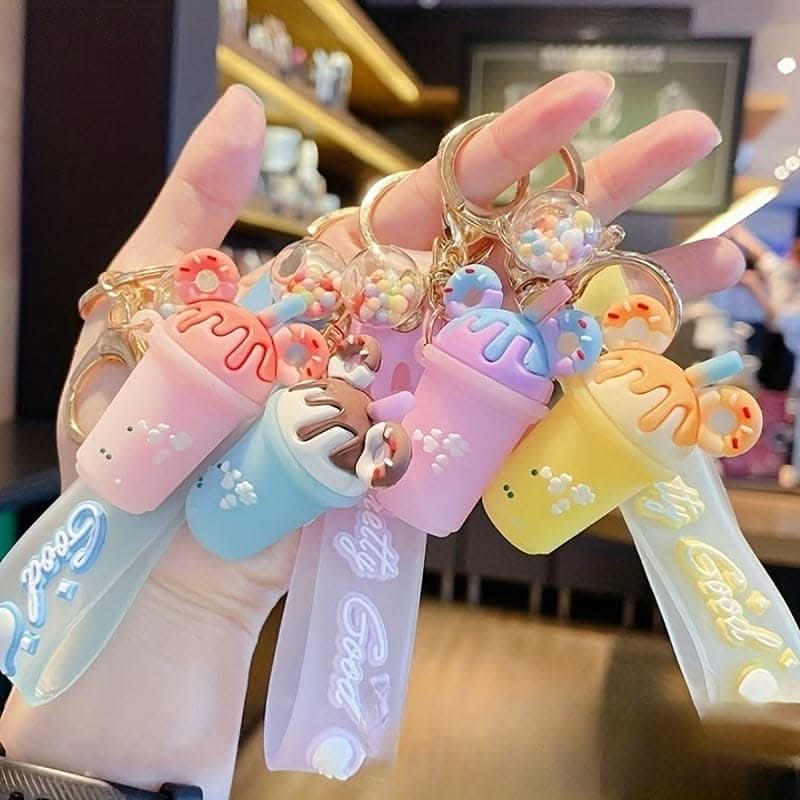 Cute Candy Color Ice Cream Cup Keychain – Silicone