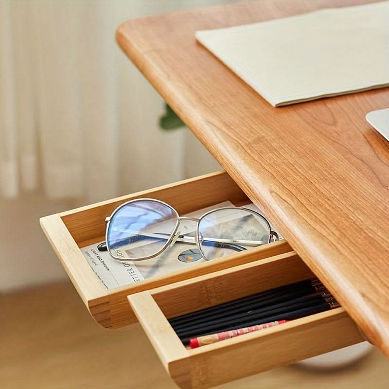 Walnut Wood Under-Desk Drawer Organizer