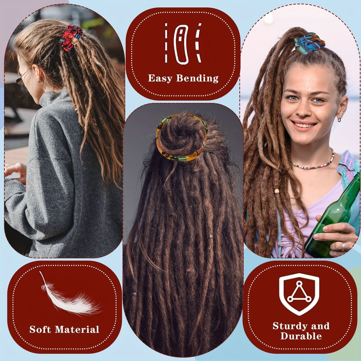 4PCS Boho Spiral Hair Ties for Curly Hair