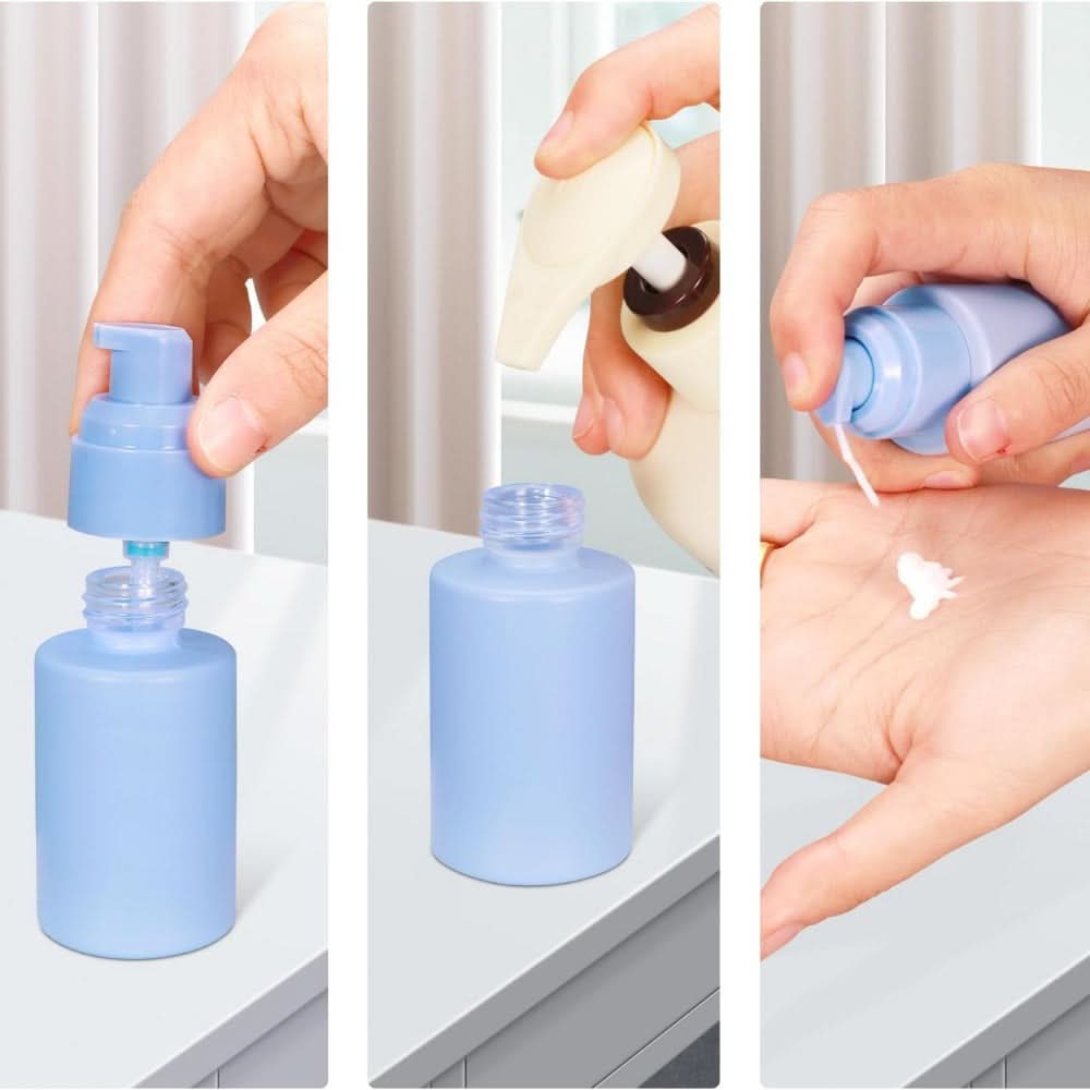 3pcs Leak-Proof Glass Pump Bottles – Refillable Shampoo & Lotion Containers