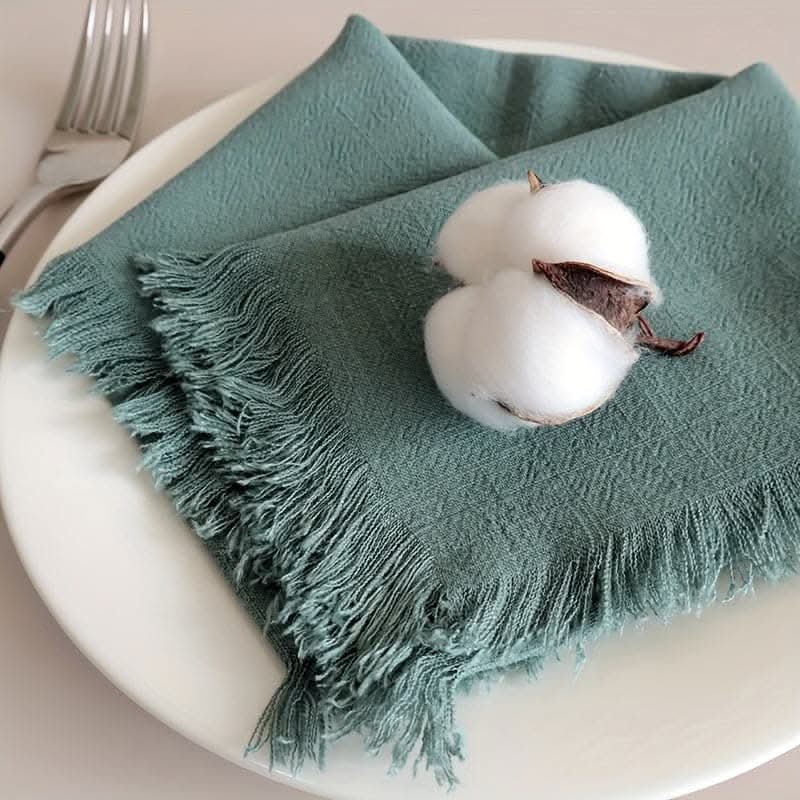 1 pc. Cotton & Linen Napkin Set - Tassel Design, Versatile Kitchen Towel