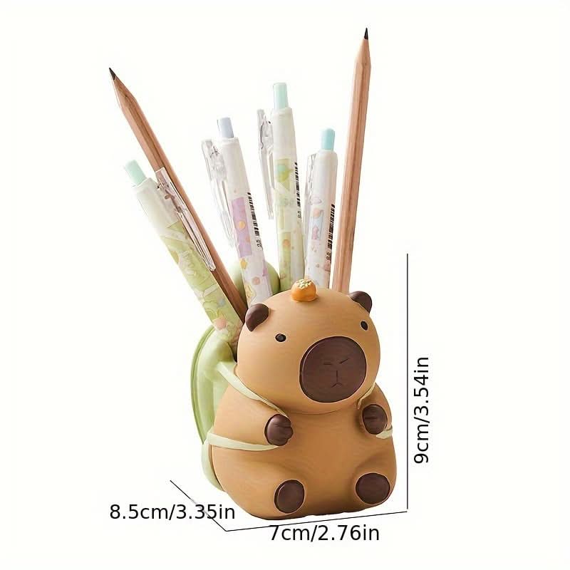 Kapibarasan Turtle-Backed Pencil Holder, ABS Desk Organizer