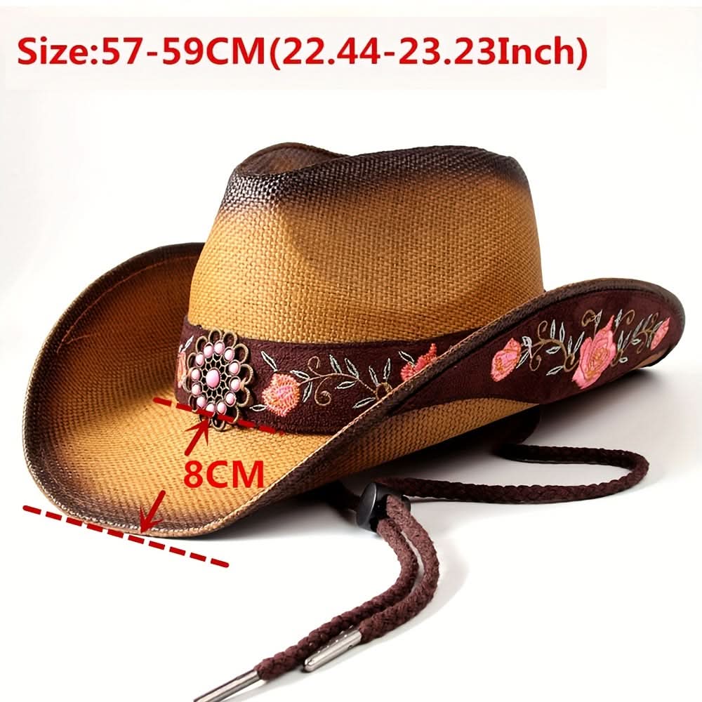 Women’s Western Cowboy Hat – Natural Straw Sun Hat