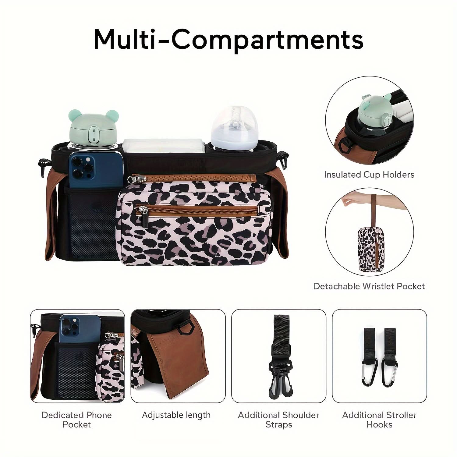 Large Capacity Durable Polyester Stroller Organizer Bag