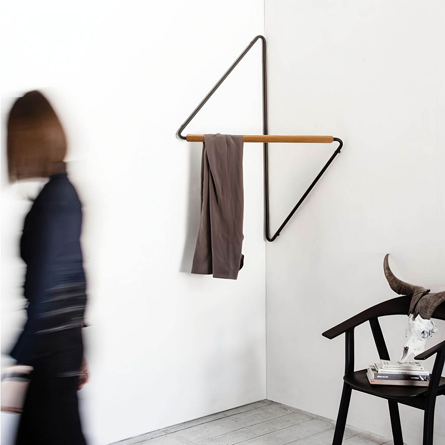 Nordic Style Corner Wall-Mounted Clothes Rack - Modern Minimalist Hat