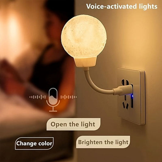 Voice-Activated Lunar Light Bedside Lamp