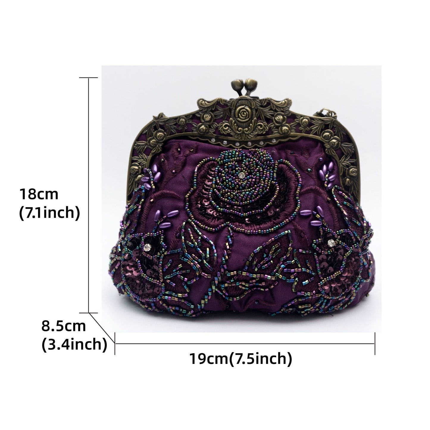 Vintage Floral Embossed Kiss-Lock Clutch