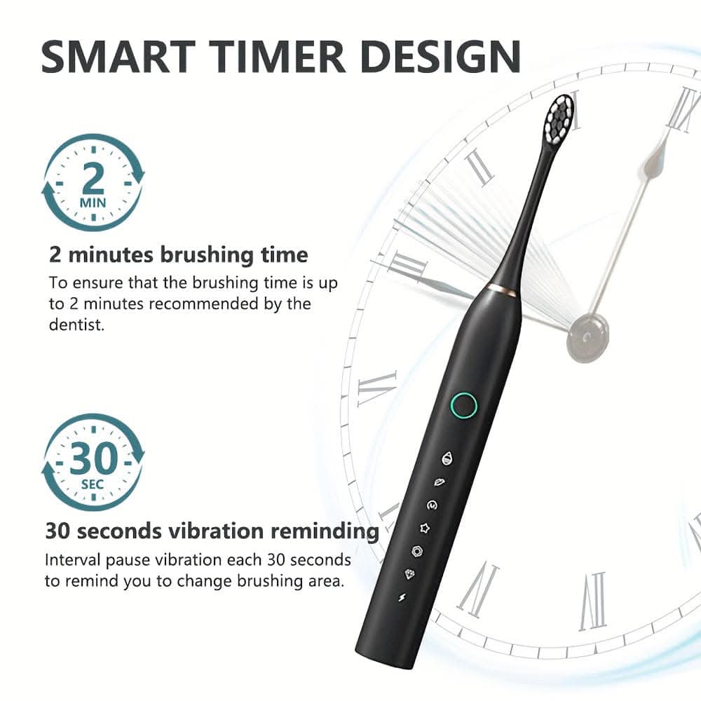 Rechargeable USB Electric Toothbrush – 4/8 Replacement Heads