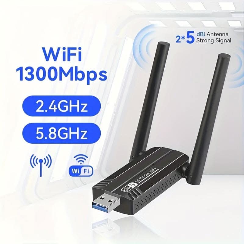 High-Speed 1300Mbps Wireless USB WiFi Adapter - Dual Band with USB 3.0