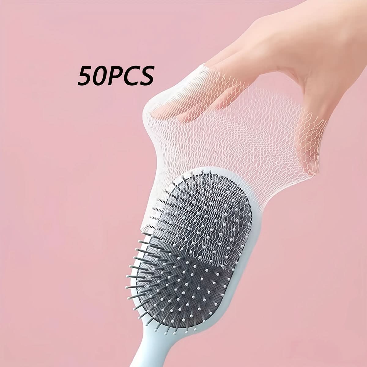 50pcs Disposable Hair Brush Cleaning Nets – PEVA Covers for Easy Hair Removal