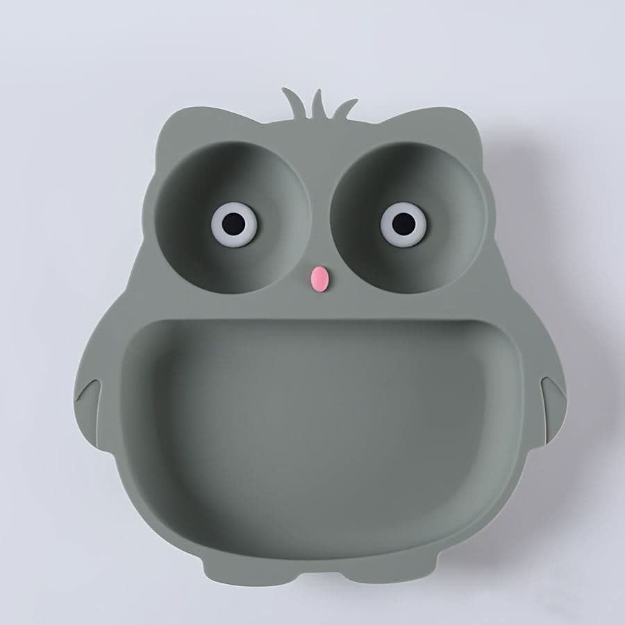 Silicone Owl-Shaped Baby Feeding Plate with Suction Cup