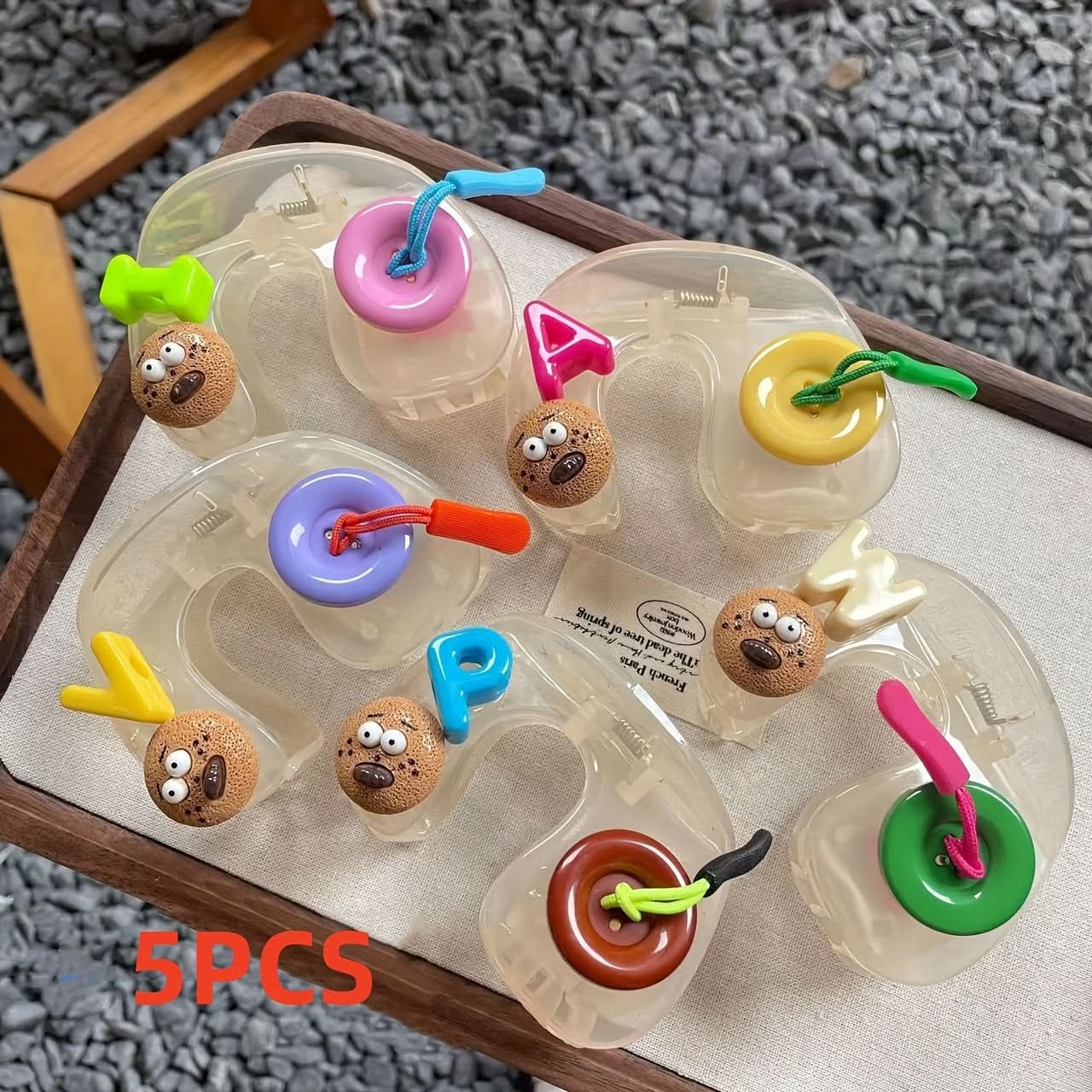5Pcs Button Biscuit Hair Claw Clips Set