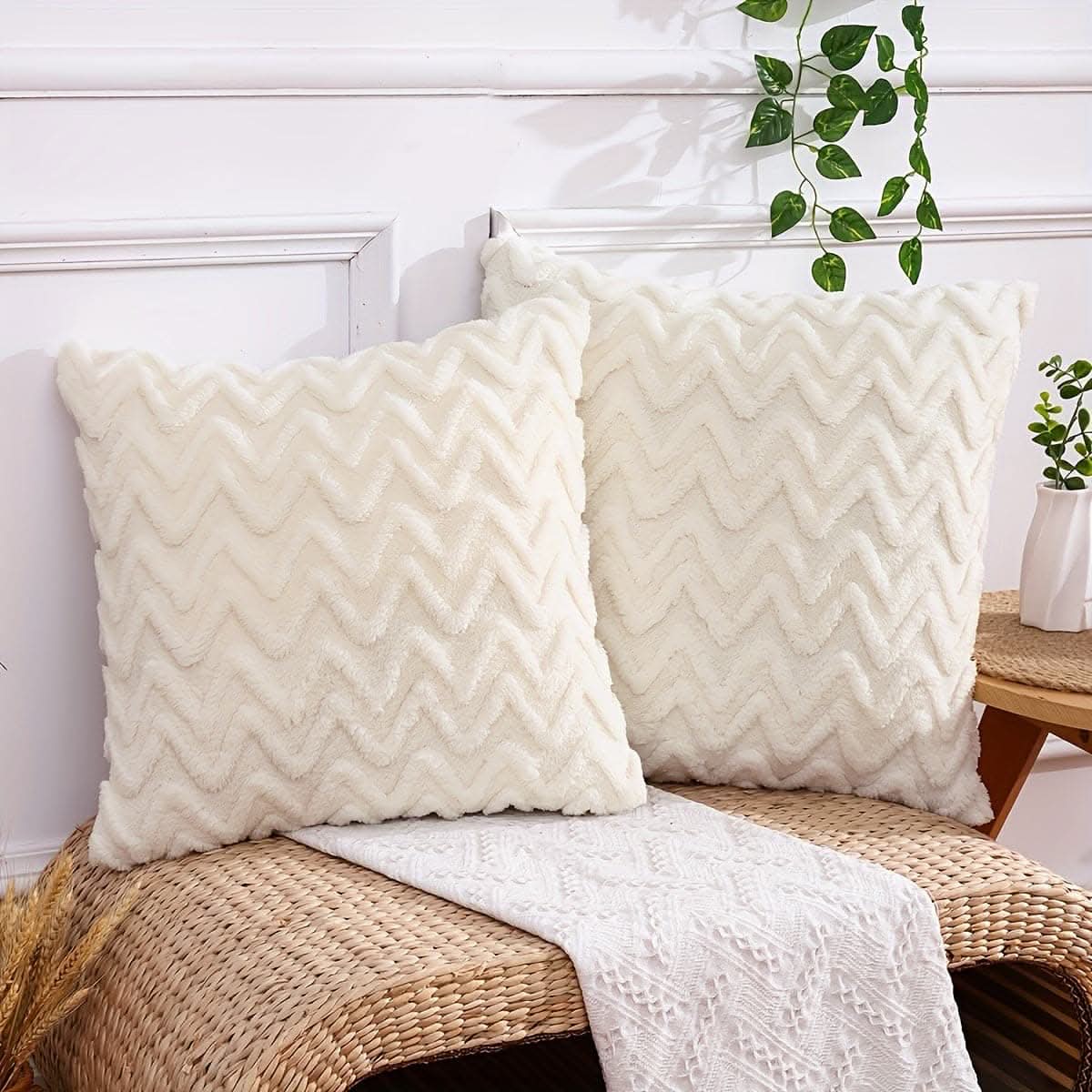 2-Piece Contemporary Knit Geometric Throw Pillow Covers