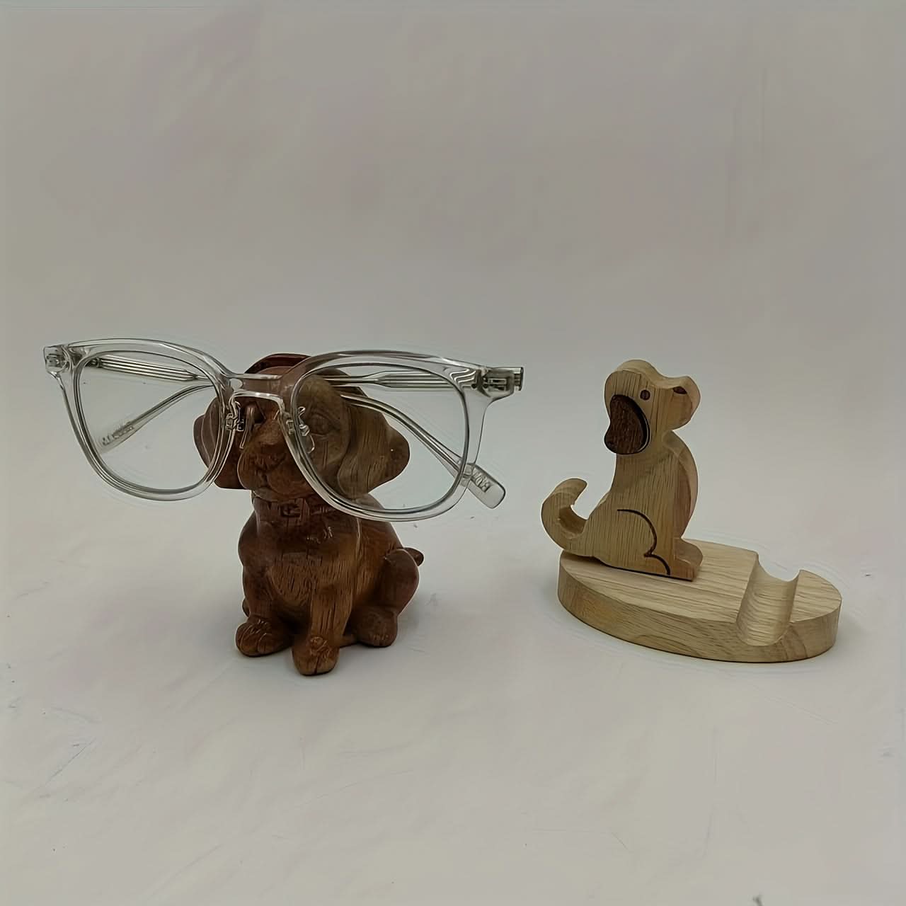Wooden Cartoon Puppy Mobile Phone Holder