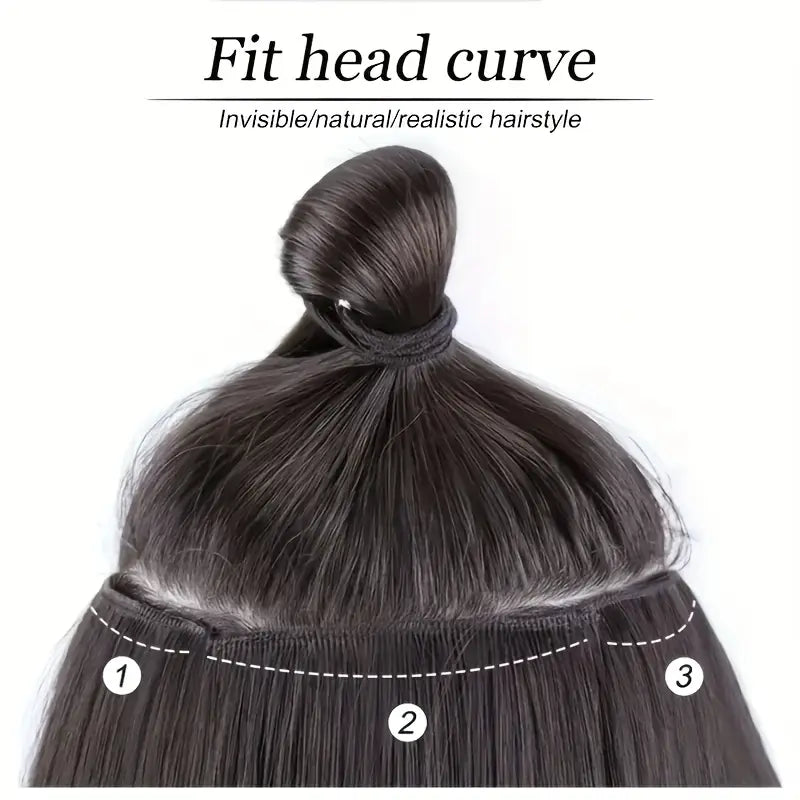 Volumizing Curly Hair Extensions for Women – Three-Piece Seamless Wavy Wig Set (Brown Black)
