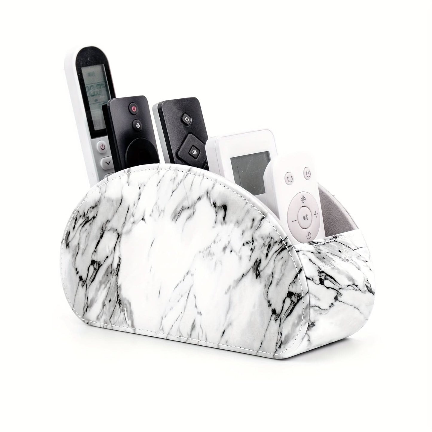 5-Compartment PU Leather Remote Organizer Box