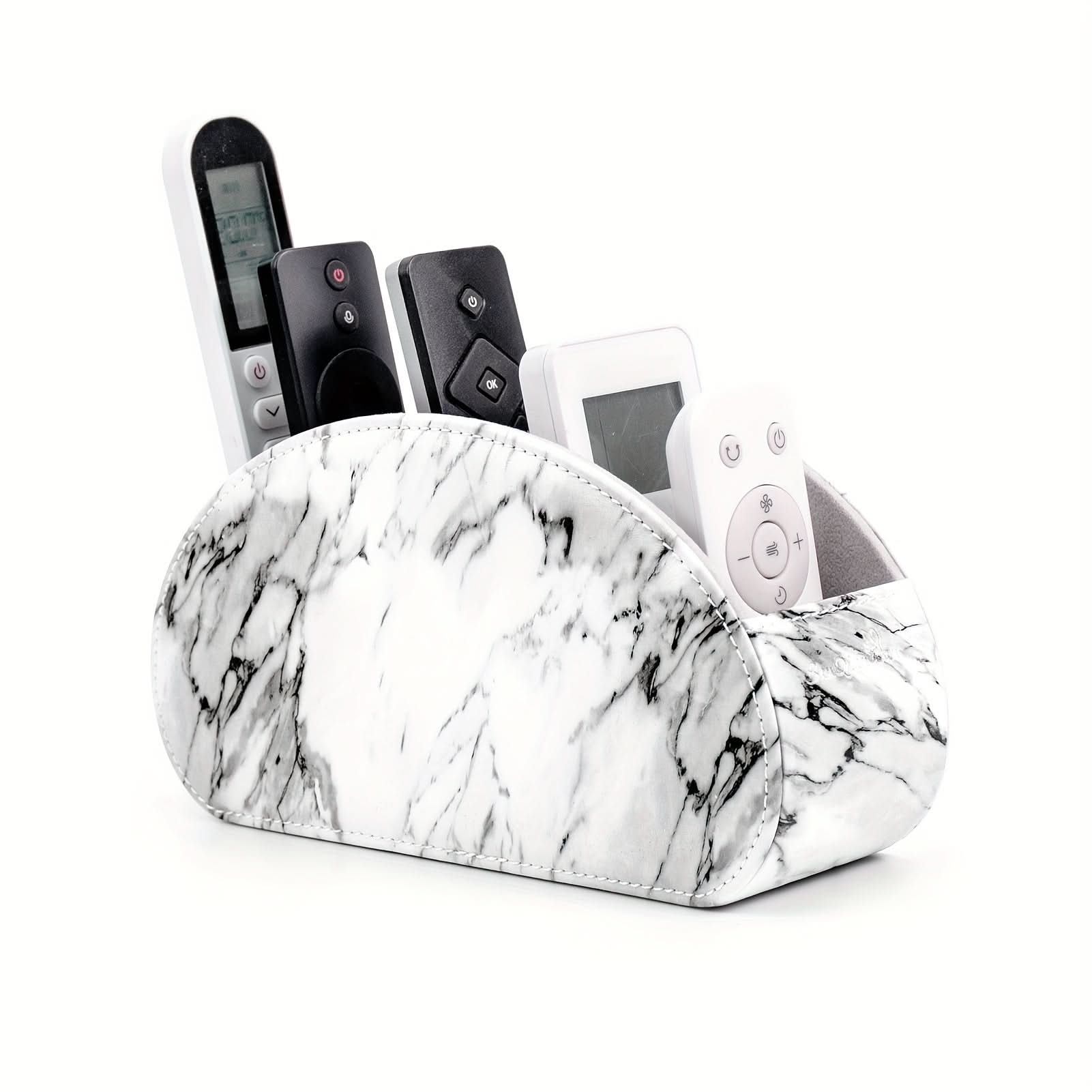 5-Compartment PU Leather Remote Organizer Box