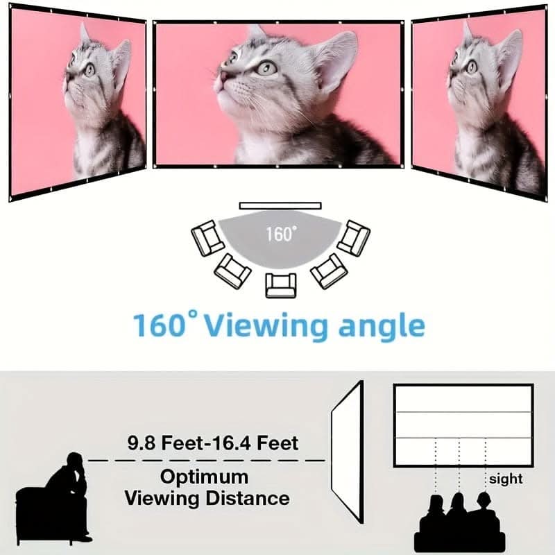 84-Inch 4K Portable Projector Screen, 3D Ready