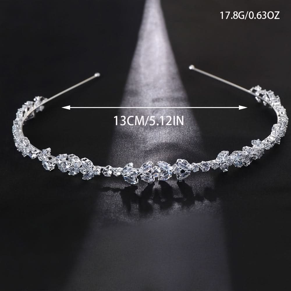 Elegant Silver Leaf Bridal Headband with Rhinestones