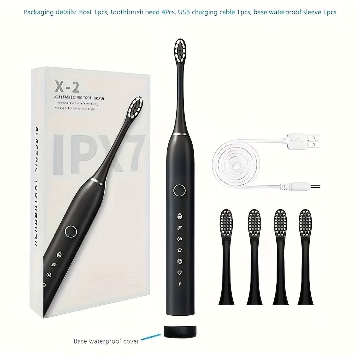 Rechargeable USB Electric Toothbrush – 4/8 Replacement Heads