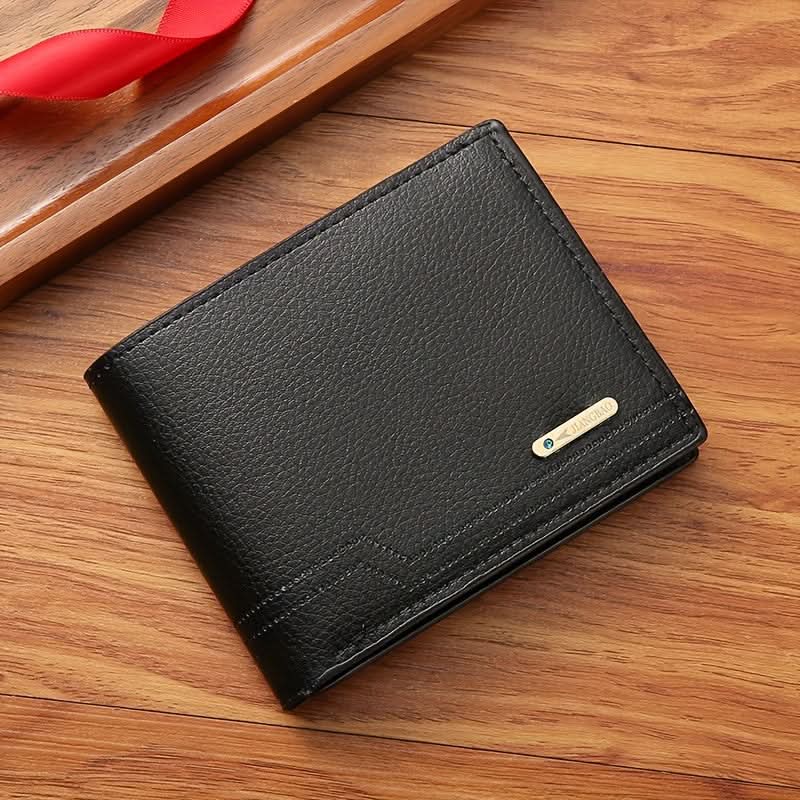 Men's Short Wallet with Money Clip – Casual Lychee Pattern