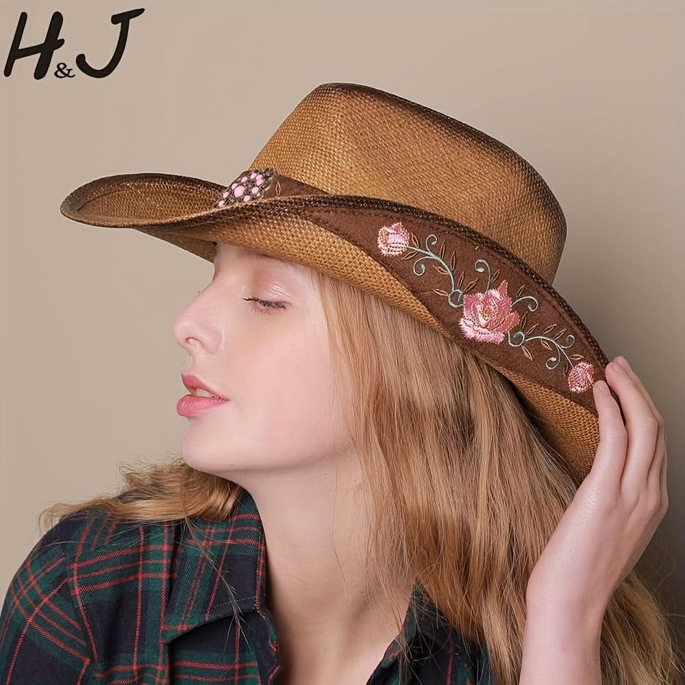 Women’s Western Cowboy Hat – Natural Straw Sun Hat
