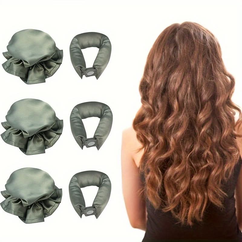 Satin Heatless Hair Curlers Set - Soft Curling Rods & Headband