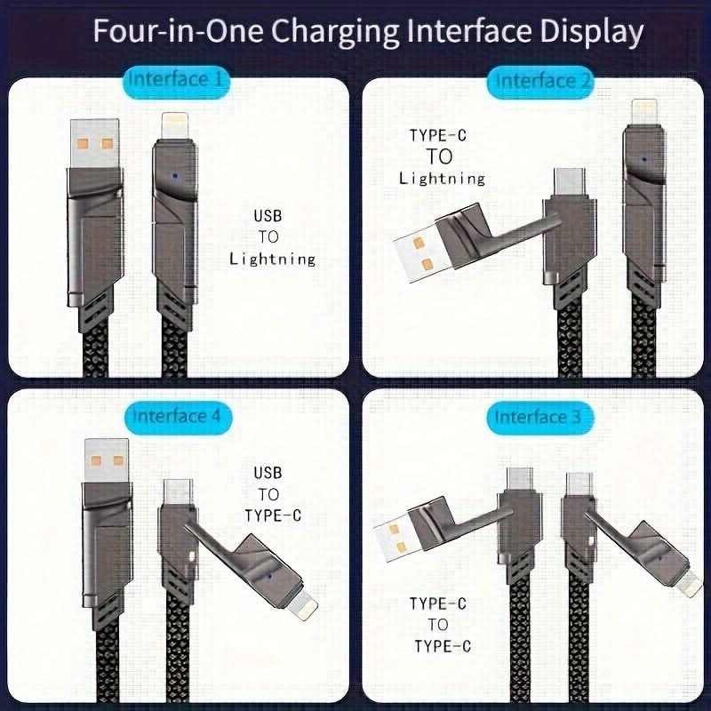 4-in-1 Rapid Charge Cable with Dual PD Ports