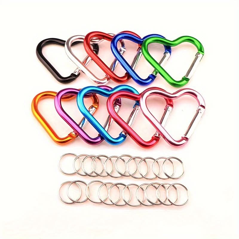 10-Pack Heart Carabiner Clips with Rings
