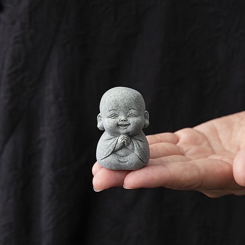 Set of 4 Mini Monk Figurines – Cute Resin Tea Pets & Home Decor