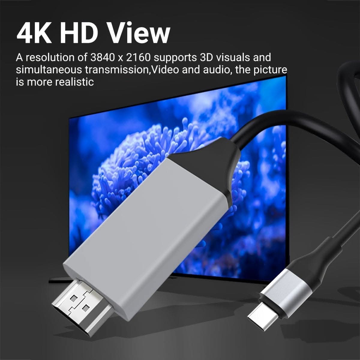 NADODO USB-C to HDTV Cable – 4K 30Hz, 6.6ft