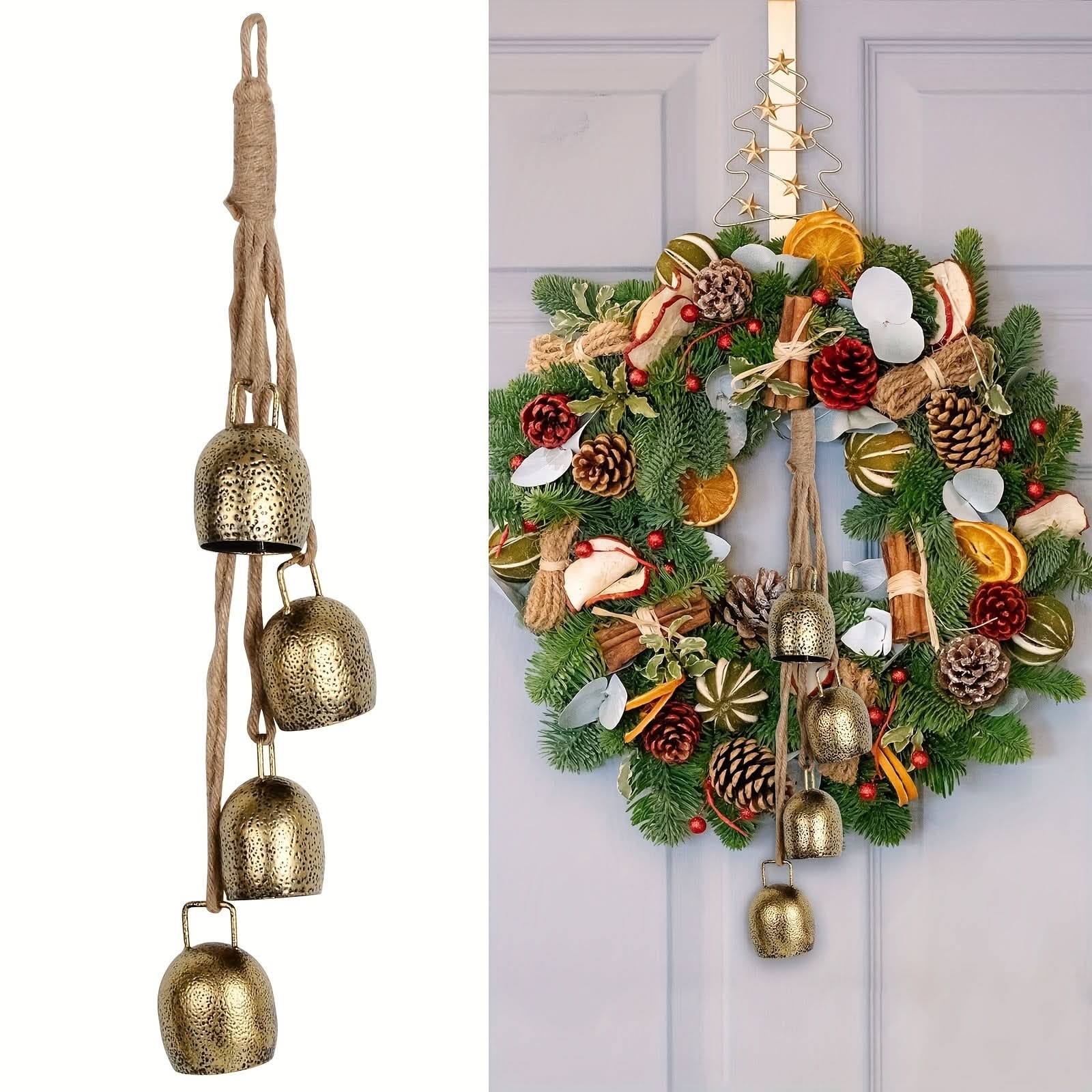Rustic Iron Christmas Bell Chime, Indoor/Outdoor Decor