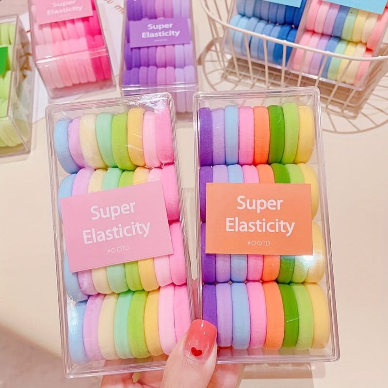 32pc Multicolor Rainbow Hair Ties for Kids