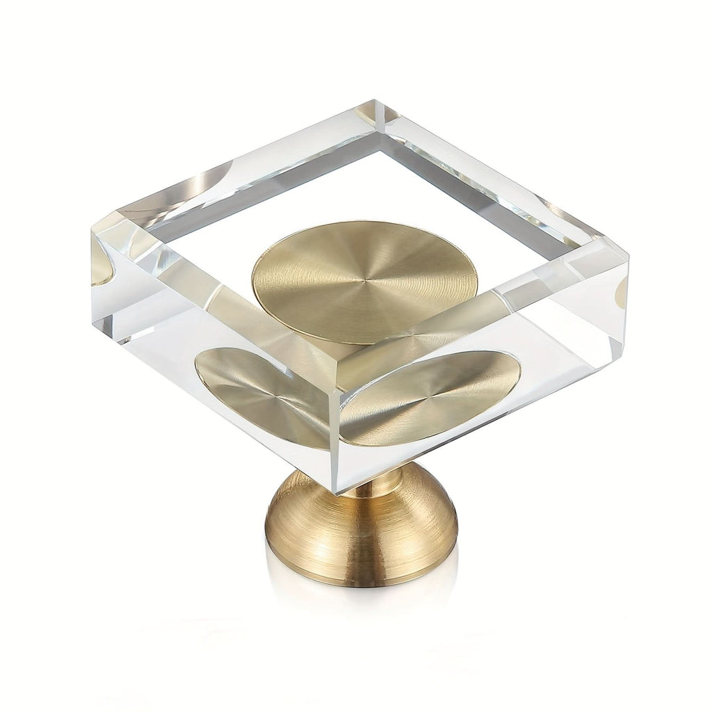 10-Pack Brass Crystal Drawer Pulls – Golden Glass Cabinet Knobs