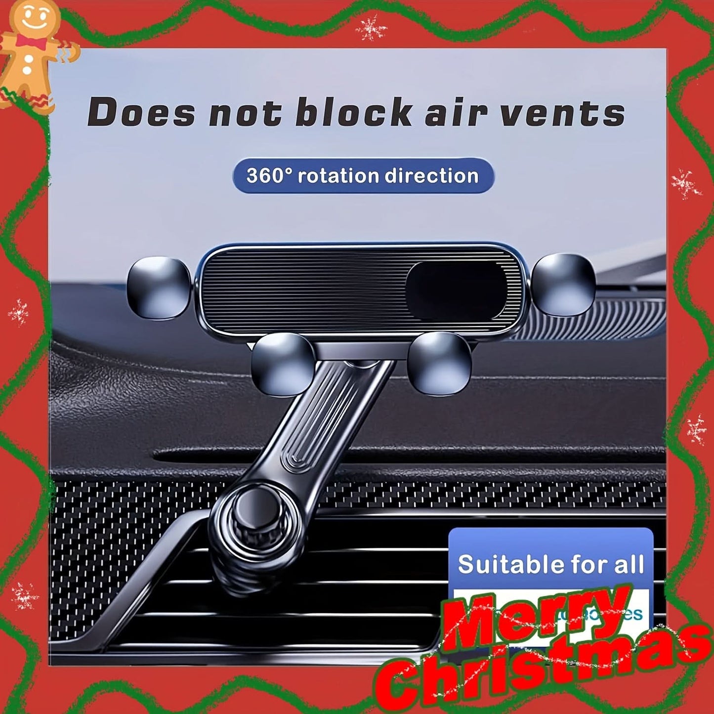 360° Rotatable Invisible Air Vent Mount Car Phone Holder- Retractable & Adjustable