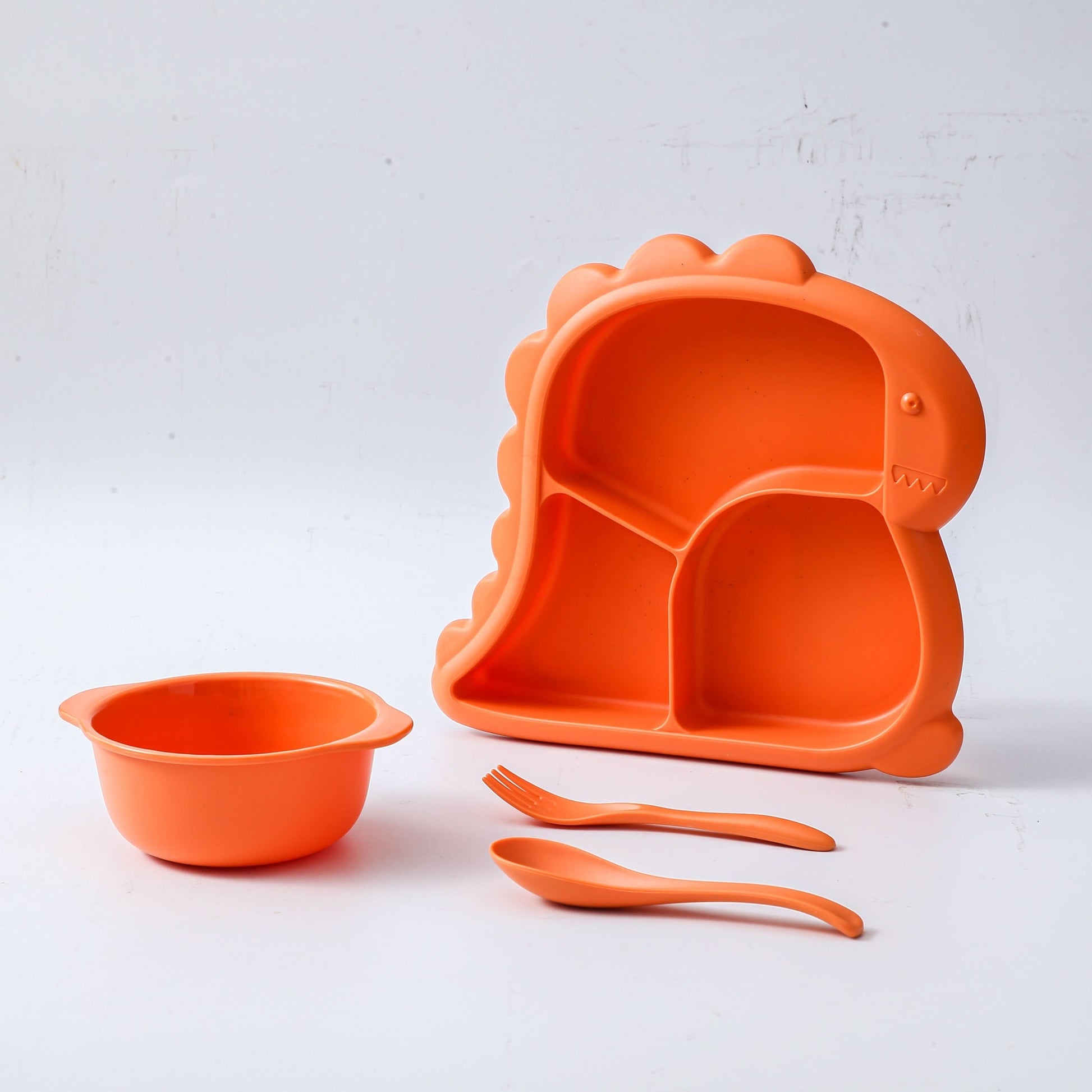 Dinosaur-Shaped Kids Dinnerware Set -Plastic Plate, Combo Pack