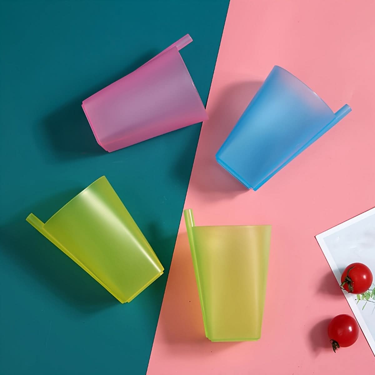 4-Pack Summer Straw Cups with Lids – 360ml Portable Juice & Water Tumblers
